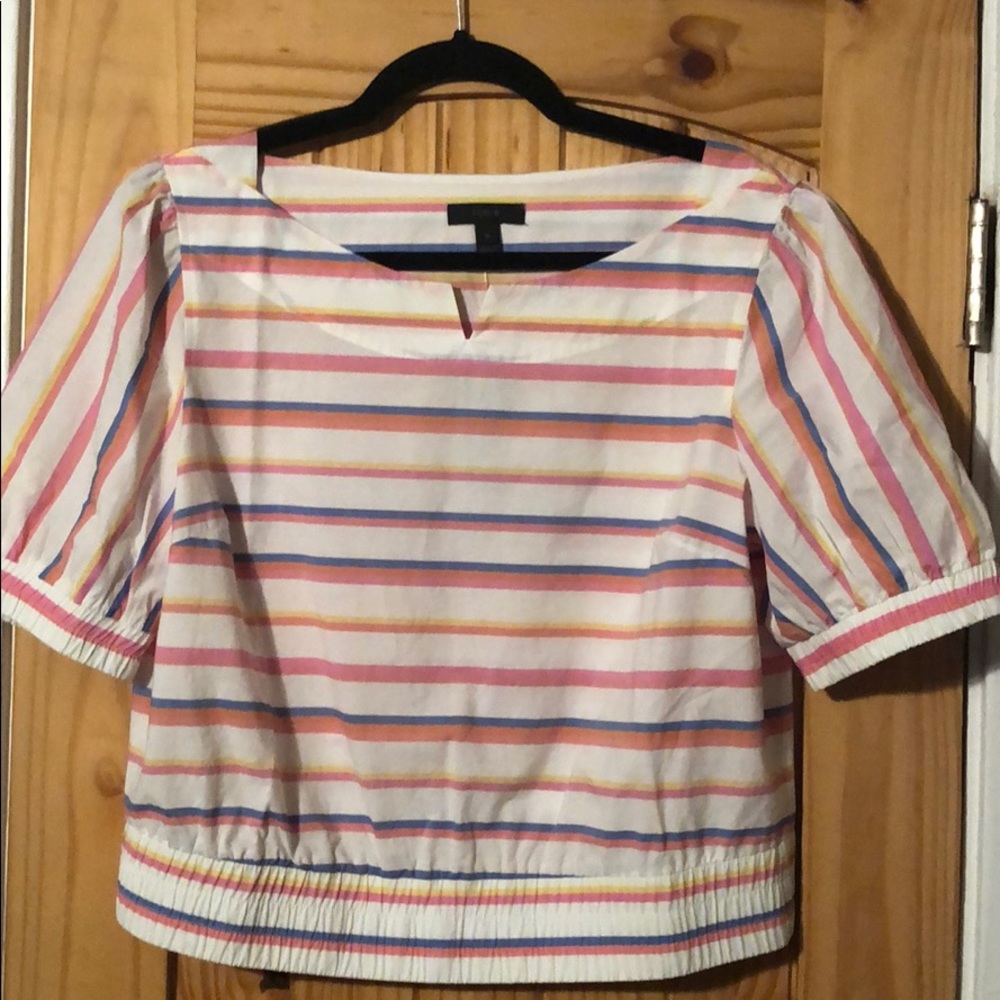 NWT J. Crew Cropped Top in Sorbet Stripe